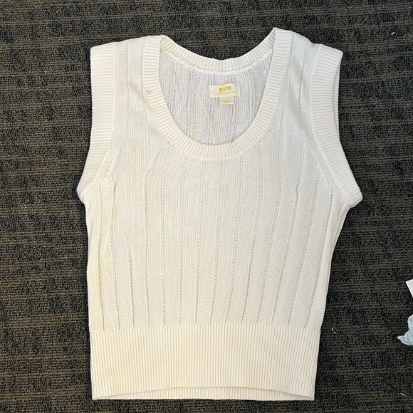 Maeve by Anthropologie Banded Knit Tank in White, Size Small, Worn 2x - Picture 2 of 3